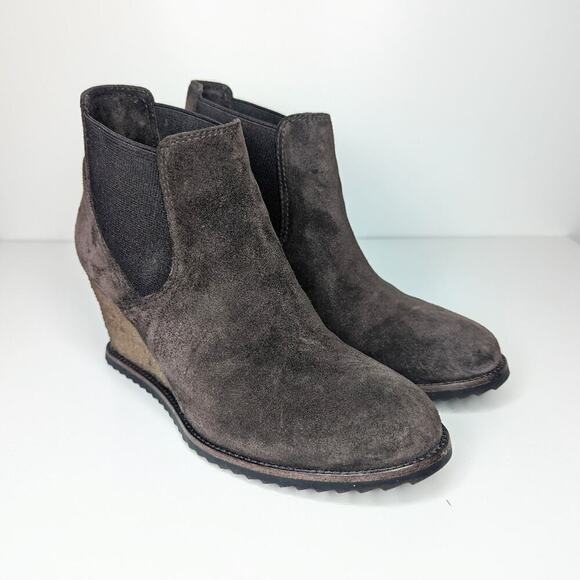 Trask brown suede wedge heel Chelsea boots size 7 - Picture 2 of 9